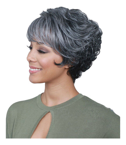 Peluca De Flequillo Completo R 085r Para Mujer, Corta, Rizad