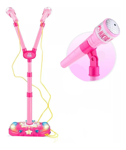 Micrófono Doble De Juguete Para Niñas Con Luces Y Sonido Color Rosa