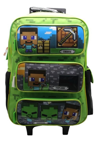 Mochila Escolar Carrito Primaria Minecraft 18 P Ruedas