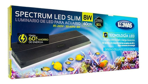 Imagen 1 de 4 de Tapa Lampara Spectrum Led Slim 60cm X 29cm Pecera 80 L Lomas