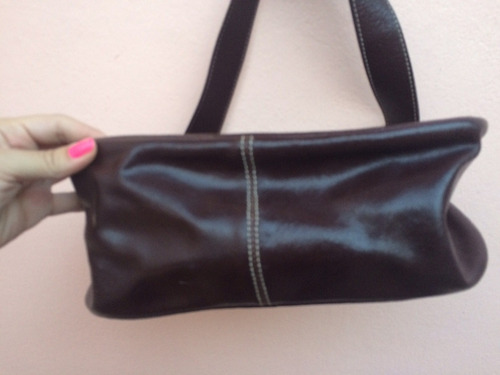 Cartera Carterita De Mano Mujer Marron Cuero