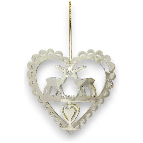 Adorno Colgante Navidad Corazón Oro/plata 10cm Metal Diseños