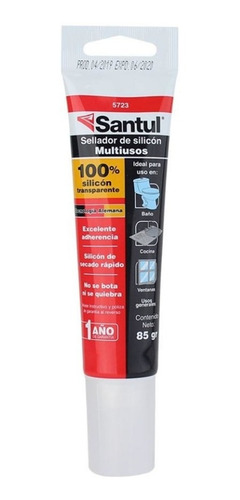 Silicon Sellador Multiusos Santul 5723 - Tubo 85 Gr 6 Piezas