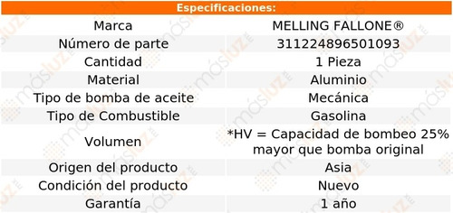 1-bomba Aceite Hv Chevrolet Chevelle 8 Cil 5.3l 64/67
