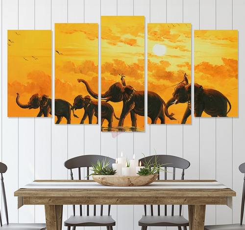Políptico Elefantes Cel35 Canvas Grueso 150x80