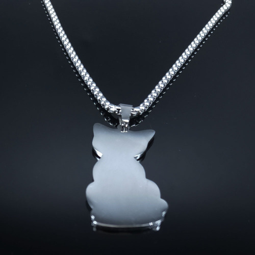 Collar Dark Gótico Gato Acero Inoxidable Plateado