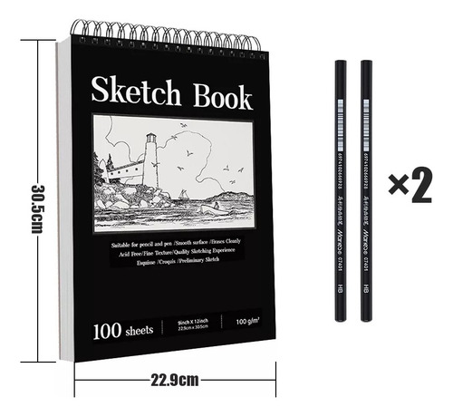 Cuaderno Dibujo Y Bocetos A4 + Cuaderno Bocetos En Blanco
