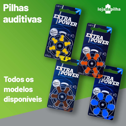 Pilhas 13 Extra Power 10 Cartelas-60 Baterias Ap. Auditivo