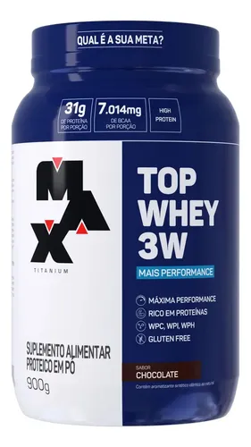 Top Whey 3w Mais Performance 900g Max Titanium Sabor Ch...