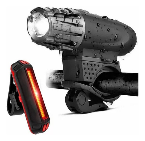 Luz Bicicleta Led Linterna Delantera+ Trasera Recargable