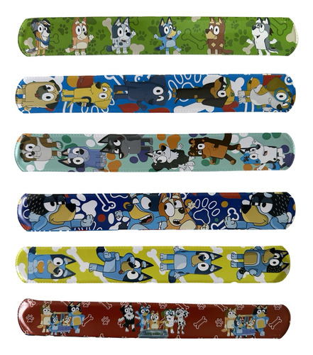 Pack 12 Pulseras Cumpleaños Diseño Bluey Niños Fiestas