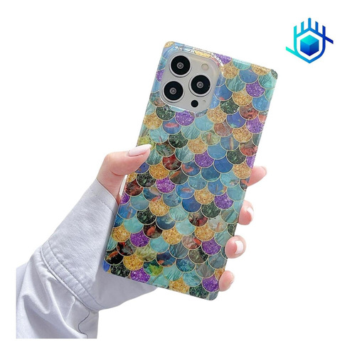 Funda Escamas + Mica Para iPhone Brillo Mujer Case Ligera 3d