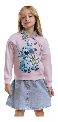 Sudadera Stitch Estampada Disney De Niña Rosa Anny