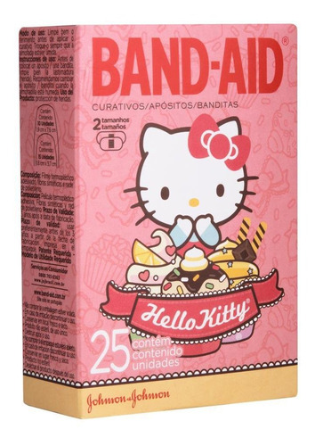 Imagem 1 de 3 de Curativos Band-aid Hello Kitty 25 Unidades