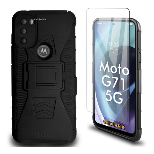 Funda Protector P/ Moto G71 5g, Uso Rudo Con Clip + Mica