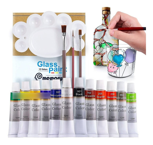 Colorful Kit De Pintura Para Vidrios De Manchas Con 12 Color