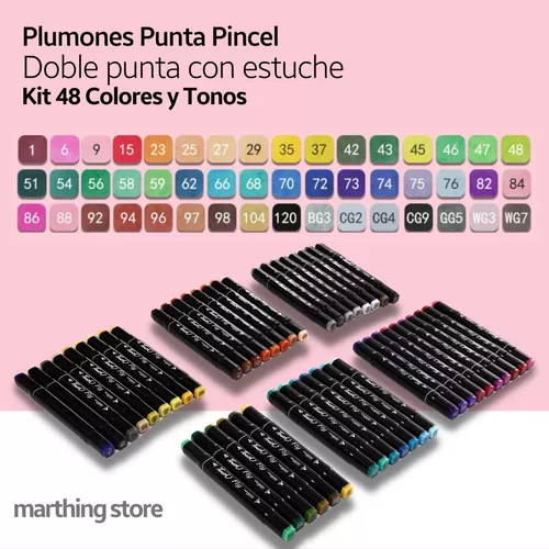 Marcadores Doble Punta Pincel Plumones 72 Colores Para Ninos