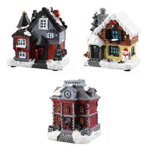 3pcs Led Iluminan La Casa De Pueblo De La Casa De Navidad