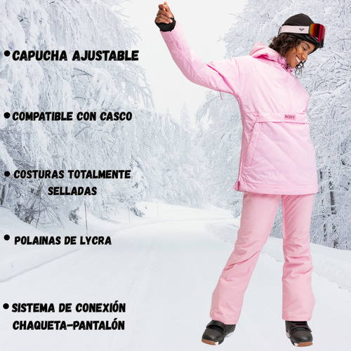 Campera De Nieve Mujer Rosa Roxy Ski Snow Radiant Line Rosa L Lisa