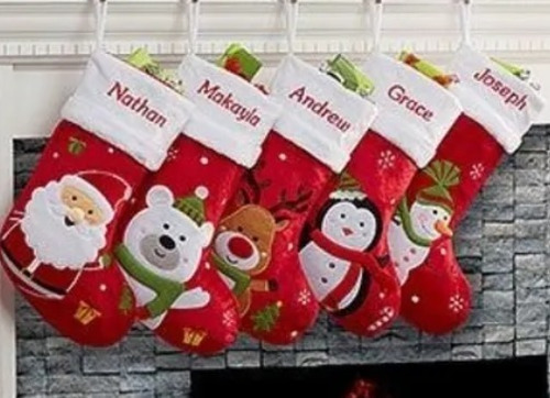 Bota Navidad Árbol Santa Claus Oso Pingüino Reno Nombre 7pz