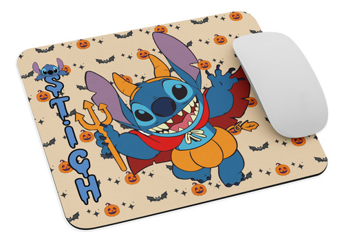 Mouse Pad Svart Diseño Stich Diablito Halloween