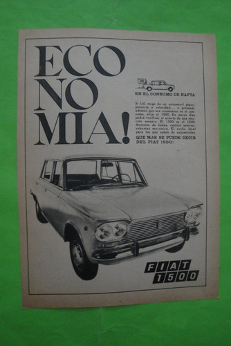 Publicidad Fiat 1500 Año 1965 Hoja Sola