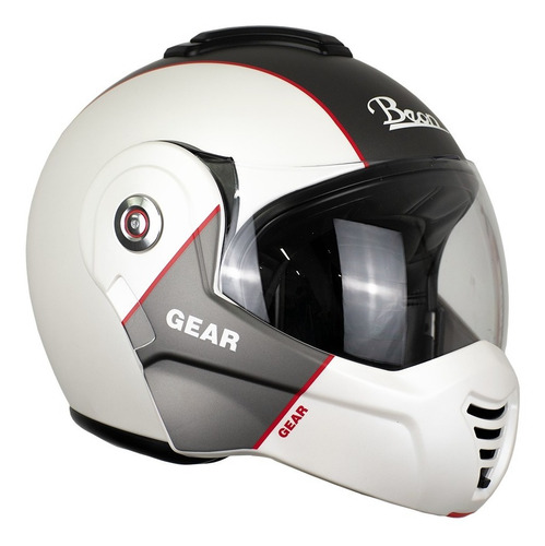 Imagen 4 de 8 de Casco Abatible Para Moto Beon B-702 Skull Titan Blanco