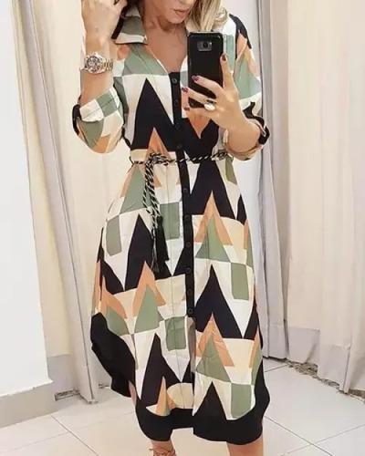 Maxi Vestido Con Solapa Y Estampado A Cuadros Sueltos