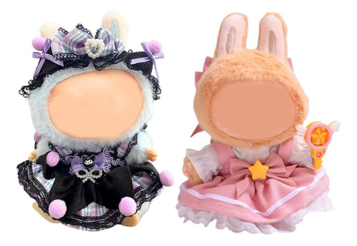 2 Set Ropa De Muñeca Multicolor Para Traje Labubu De 17 Cm