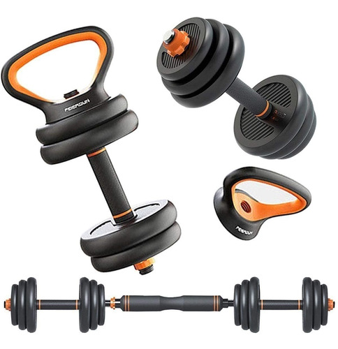 Kit Entrenamiento 10kg 4en1 Mancuernas Y Barra + Pesas Disco