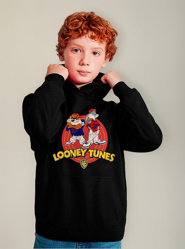 Poleron Con Capucha Y Bolsillo Niño Looney Tunes Tazmania