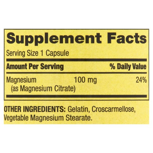 Imagen 2 de 4 de Citrato De Magnesio 100mg Rapida Absorción . Esencial En La Formación De Huesos Además Apoya La Salud De Los Nervios Y Los Músculos. Mayor Absorción Comparado Con El Óxido De Magnesio 100 Capsulas