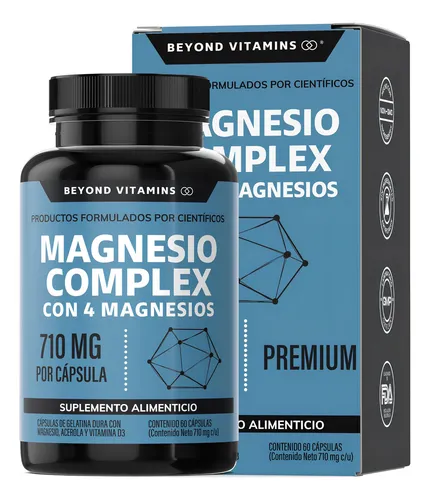 Beyond Vitamins | Magnesio Complex | Citrato de Magnesio polvo, Glicinato de Magnesio, Gluconato de Magnesio y Óxido de Magnesio | Vitaminas Mujer / Hombre - Magnesium - 60 cápsulas