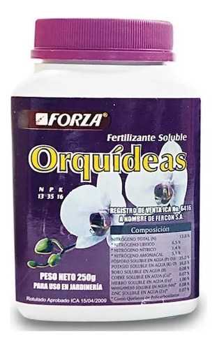 Fertilizante De Orquideas (plantas) Soluble Forza X250 Grs