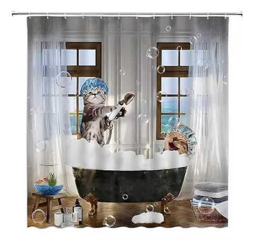 Cortina de ducha de animales de dibujos animados, cortinas