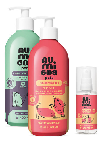 Combo Au.migos Pets: Shampoo 5 Em 1 400ml + Condicionador 40