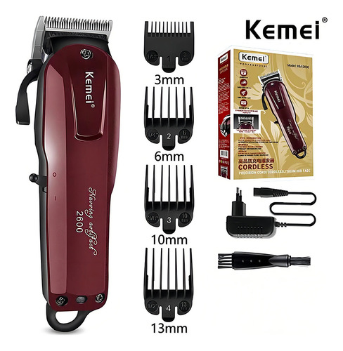 Máquina De Cortar Cabelo Kemei Sem Fio Recarregável Km-2600
