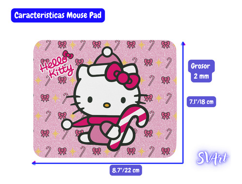 Termo + Mouse Pad De Regalo Hello Kitty Feliz Navidad Md3