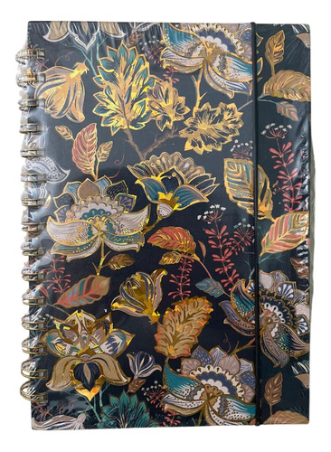 Cuaderno  Notas Rayas A5 Diseño Botanico Con Dorado