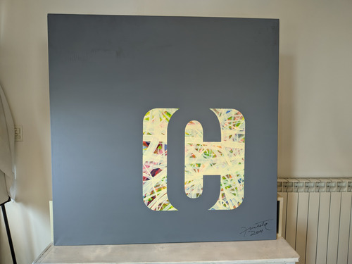 Cuadro Original Nora Iniesta 120x120 Cm Técnica Mixta Gris Oscuro (Usado)