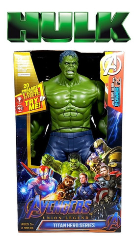 Boneco Articulado Som E Luz - Hulk 30cm - Vingadores 