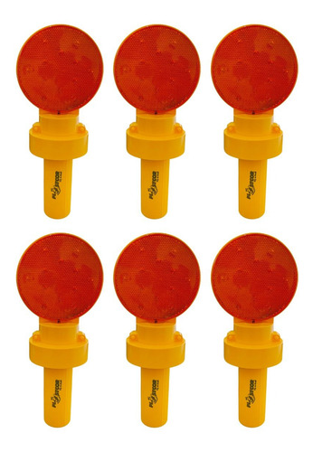 6 Sinalizador Automático Led Viário Resistente Chuva Desvio