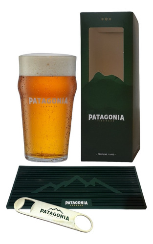 Vaso De Cerveza Patagonia Nonic Pint + Destapador + Barmat 