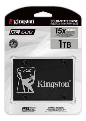Disco Sólido Interno Kingston Kc600 Sata Rev. 3.0 550 Mb/s Gris Oscuro
