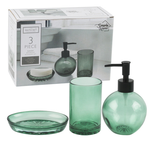 Accesorios De Baño Cristal Verde Esmeralda Simply Home