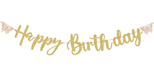 Glitter, Gold Happy Birthday Banner - 6.5 Pies | Banner De C