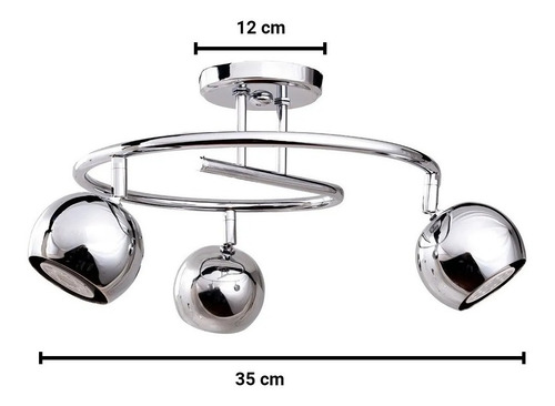 Imagen 2 de 10 de Araña Plafon 3 Luces Rulo Bocha Movil Cromado Apto Led Gu10