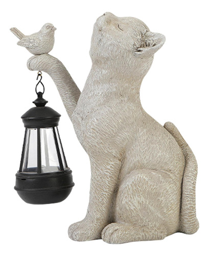 Estatua De Gato Con Luz Solar Para Jardín Al Aire Libre,