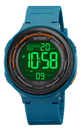 Reloj Digital Azul Resistente Al Agua Skmei Para Hombre Y Mu