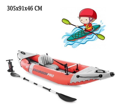 Kayak Inflable Excursión Pro 305x91x46 Cm Para Pesca Intex